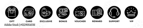 loyalty program web banner concept with group of icons for business and media