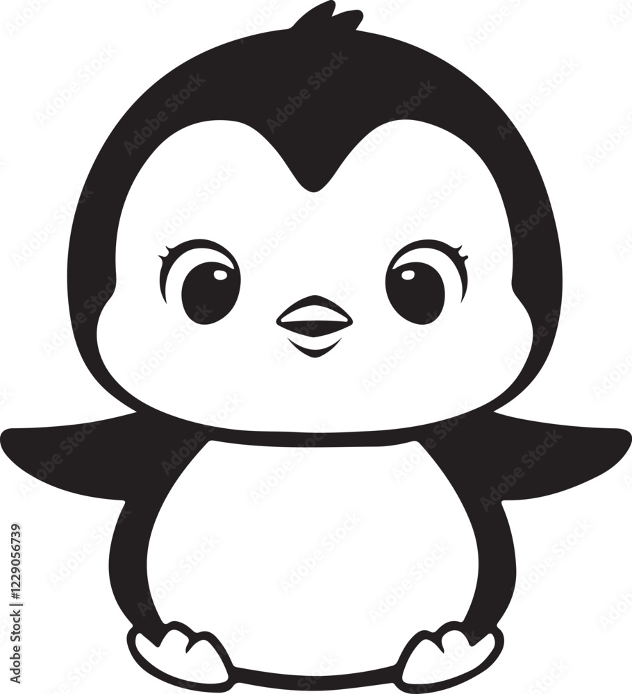 Obraz premium Cute Penguin Silhouette Vector Art Illustration Design 