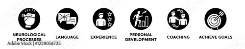 NLP web banner concept with group of icons for business and media