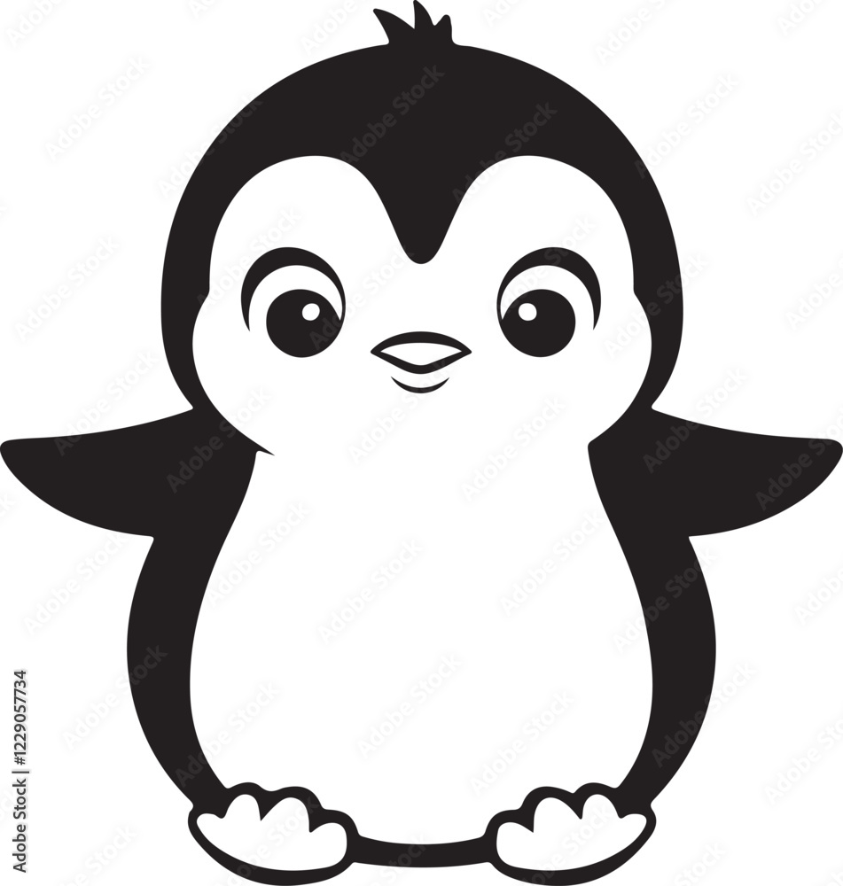 Obraz premium Cute Penguin Silhouette Vector Art Illustration Design 