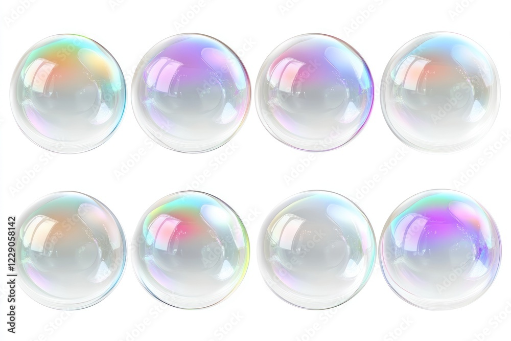 Colorful soap bubbles reflecting light in bright setting Colorful soap bubbles reflecting light in bright setting