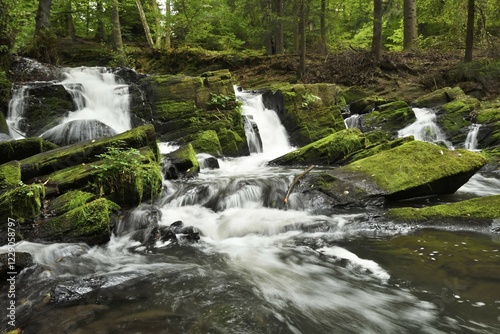 Waterfall, mountain stream Selke, near Harzgerode, Saxony-Anhalt, Germany, Europe