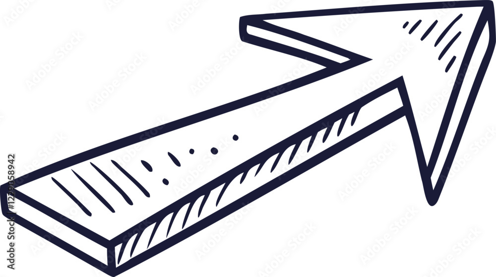 Hand Drawn 3D Arrow Sketch in Black and White Illustration Perfect for Navigation Infographics Business Graphics and Minimalist Design Hand Drawn 3D Arrow Sketch in Black and White Illustration Perfect for Navigation Infographics Business Graphics and Minimalist Design