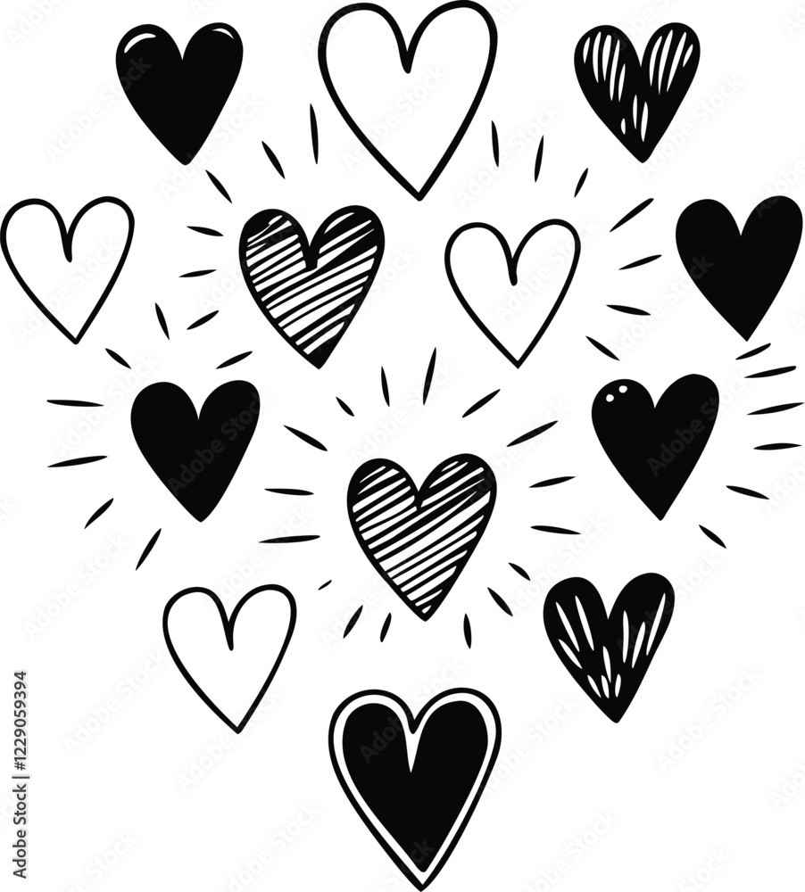 Hand Drawn Heart Illustration Black and White Love Doodle Romantic Digital Sketch for Valentine Wedding and Relationship Designs Hand Drawn Heart Illustration Black and White Love Doodle Romantic Digital Sketch for Valentine Wedding and Relationship Designs