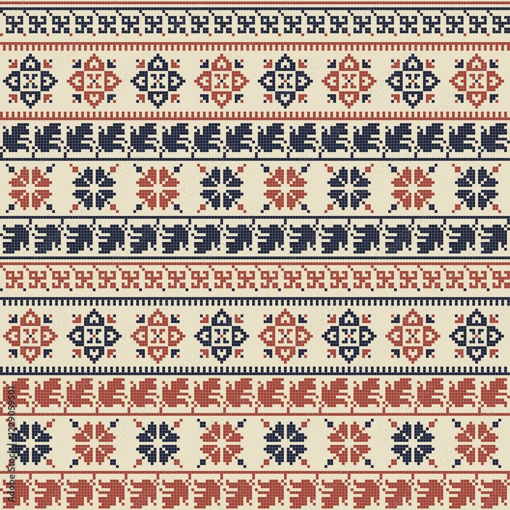 Seamless pattern design with traditional Palestinian embroidery motif Seamless pattern design with traditional Palestinian embroidery motif