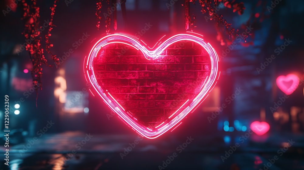 A glowing heart symbol against a dark background radiating warmth and love Perfect for romantic themes and digital art