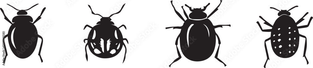 A set of insects silhouettes for flat design. Hand drawn vector illustration A set of insects silhouettes for flat design. Hand drawn vector illustration