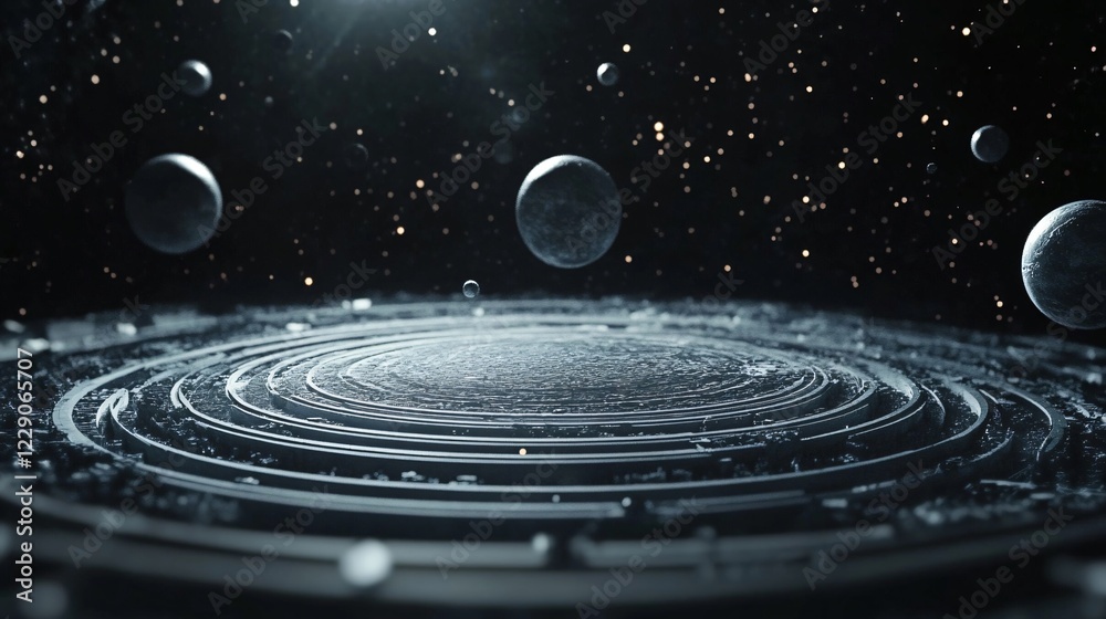 Obraz premium Astronomy Concept Backdrop 3D Rendering Handdrawn Vector