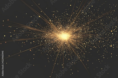 Abstract minimalistic gold explosion on dark background for modern design