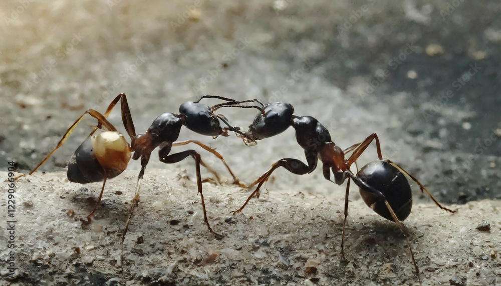 Animals, symbol, close-up of two ants, AI-generated, AI generated Animals, symbol, close-up of two ants, AI-generated, AI generated