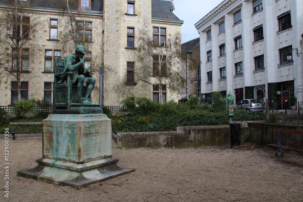 king louis XI square in bourges in france