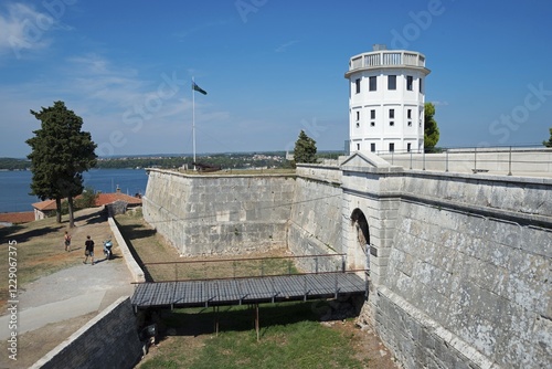 Old cannons in the fort, museum, Pula, Istria, Croatia, Europe photo