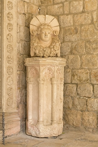 Sculpture in Dominican Monastery, Old Town, Dubrovnik, Croatia, Europe