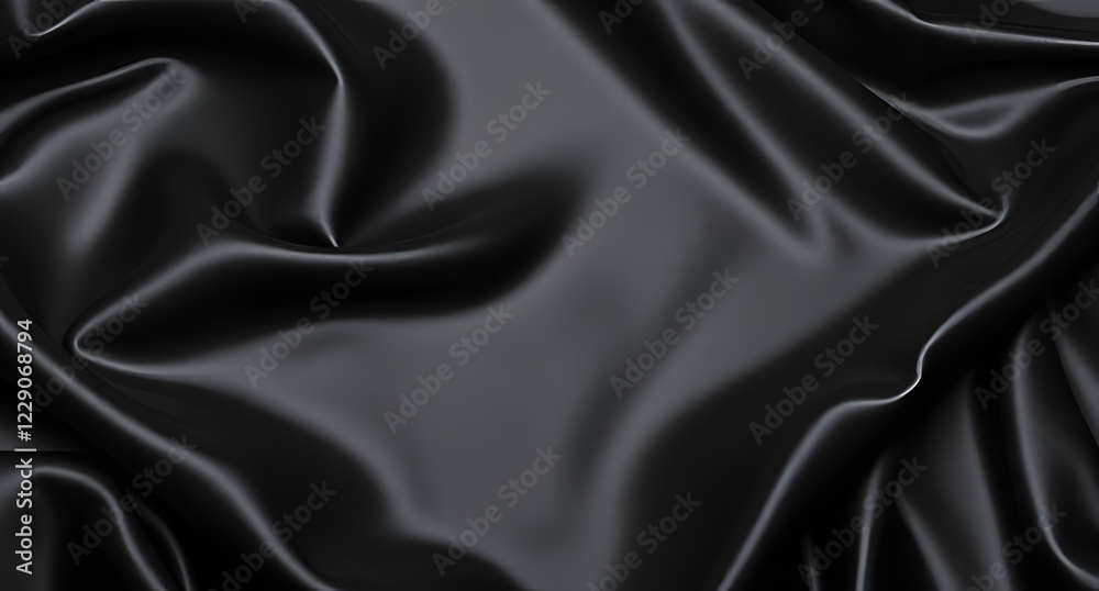 Fototapeta premium Glistening dark satin fabric – Flowing texture, soft shimmering silver reflections