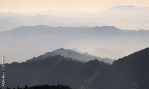 Sunset at Schliffkopf, Autumn, Black Forest Road, Black Forest National Park, Northern Black Forest, Baden-Württemberg, Germany, Europe