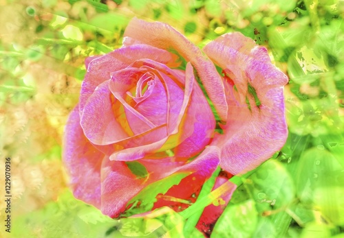 Shrub rose (Rosa), plants, garden creative, alienated flower, Germany, Europe