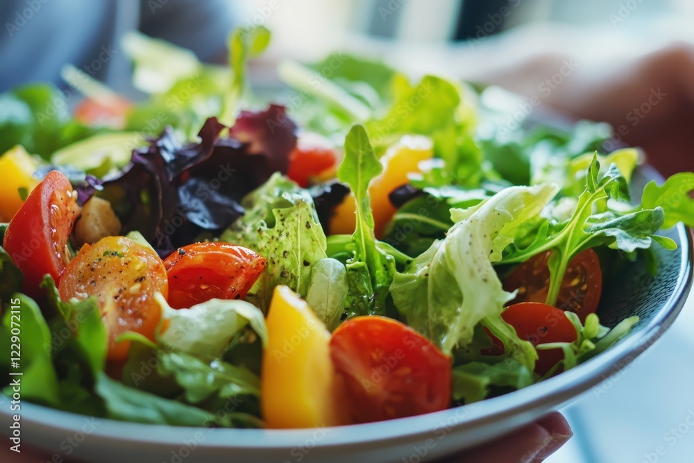 Young family enjoys a healthy meal with fresh salad prepared at home during a sunny afternoon, young family healthy lifestyle eating Caucasian fresh organic vegetables salad