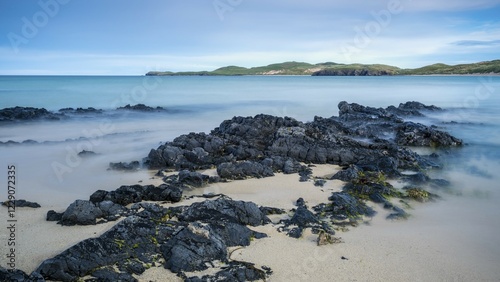 Rocky beach at Durness, Faraid Head Peninsula, North Coast, Council Area Highlands, Scotland, United Kingdom, Europe photo