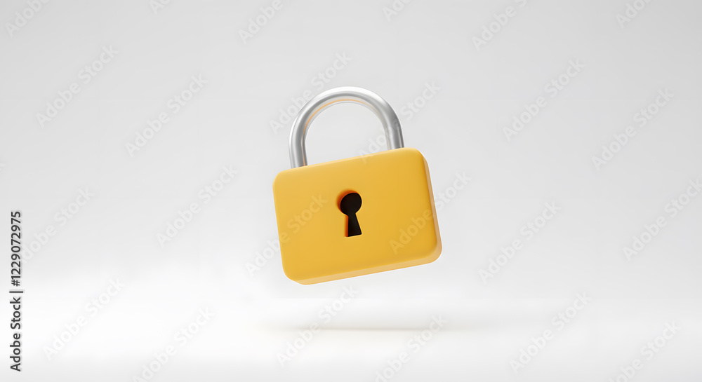 Yellow Padlock 3d Render for Security and Safety Yellow Padlock 3d Render for Security and Safety