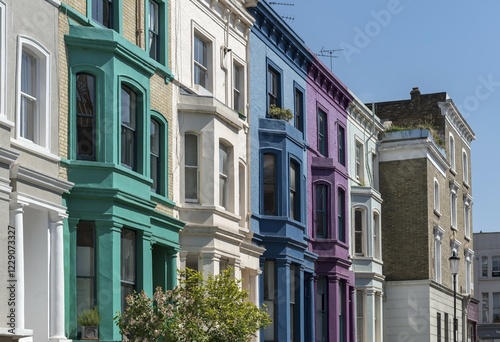 Colourful House Fronts on Lancaster Road, Notting Hill, London, United Kingdom, Europe photo