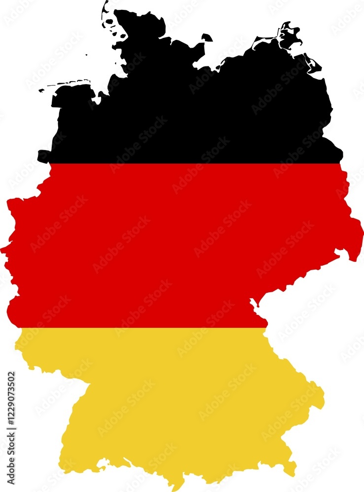 Map of Germany with the colours of the German flag Map of Germany with the colours of the German flag