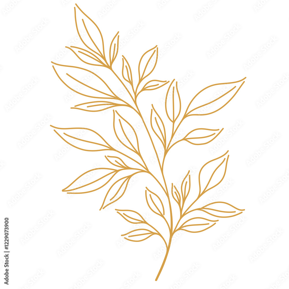 Fototapeta premium Branch linear sketch illustration