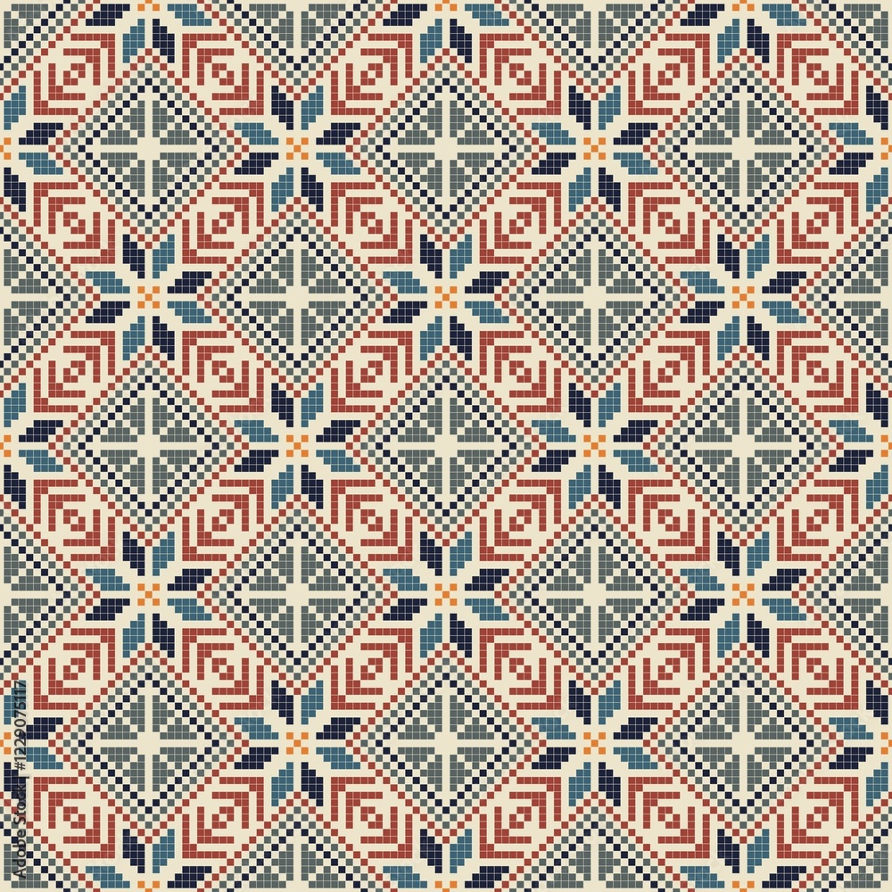 Seamless pattern design with traditional Palestinian embroidery motif Seamless pattern design with traditional Palestinian embroidery motif