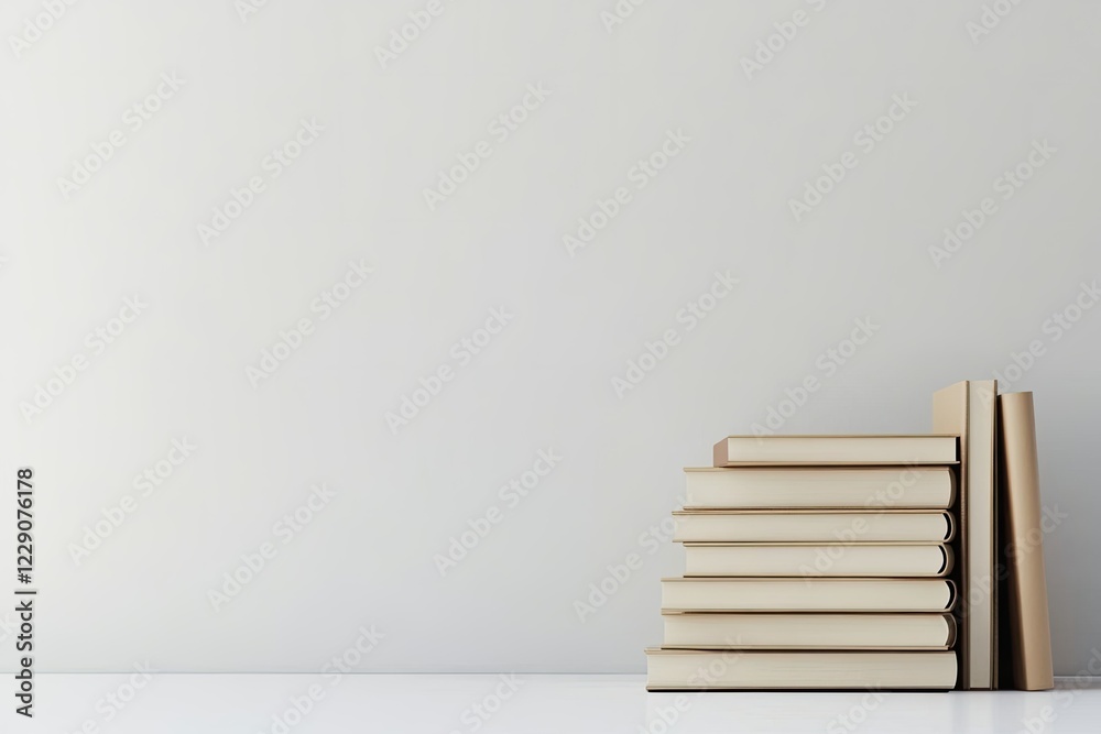 High Resolution Visual of Books Stack on White Background High Resolution Visual of Books Stack on White Background