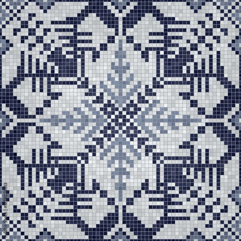 Fototapeta premium Mosaic tiles background, seamless vector pattern