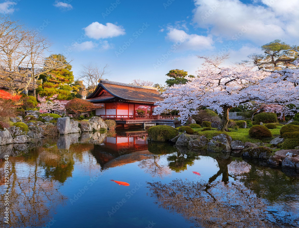 Fototapeta premium Generated image 春の日本庭園