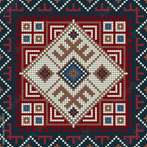 Traditional Georgian folk art embroidery vector pattern photo