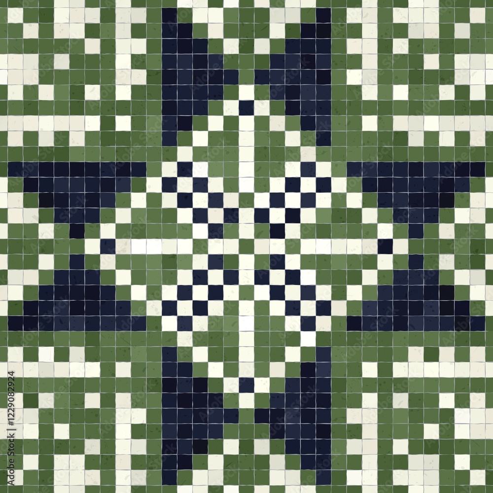 Fototapeta premium Mosaic tiles decorative background, seamless repeating vector pattern template for wallpaper, background, wood print, metal print, plastic print, glass print, decor