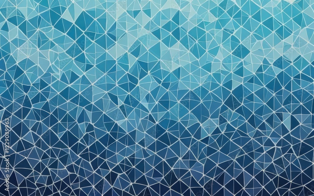 Fototapeta premium Ombre Blue Mosaic Patterned Background Illustration with Smooth Gradient Effects