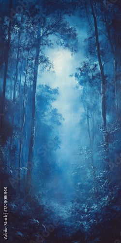 Mystical Blue Forest Moonlight