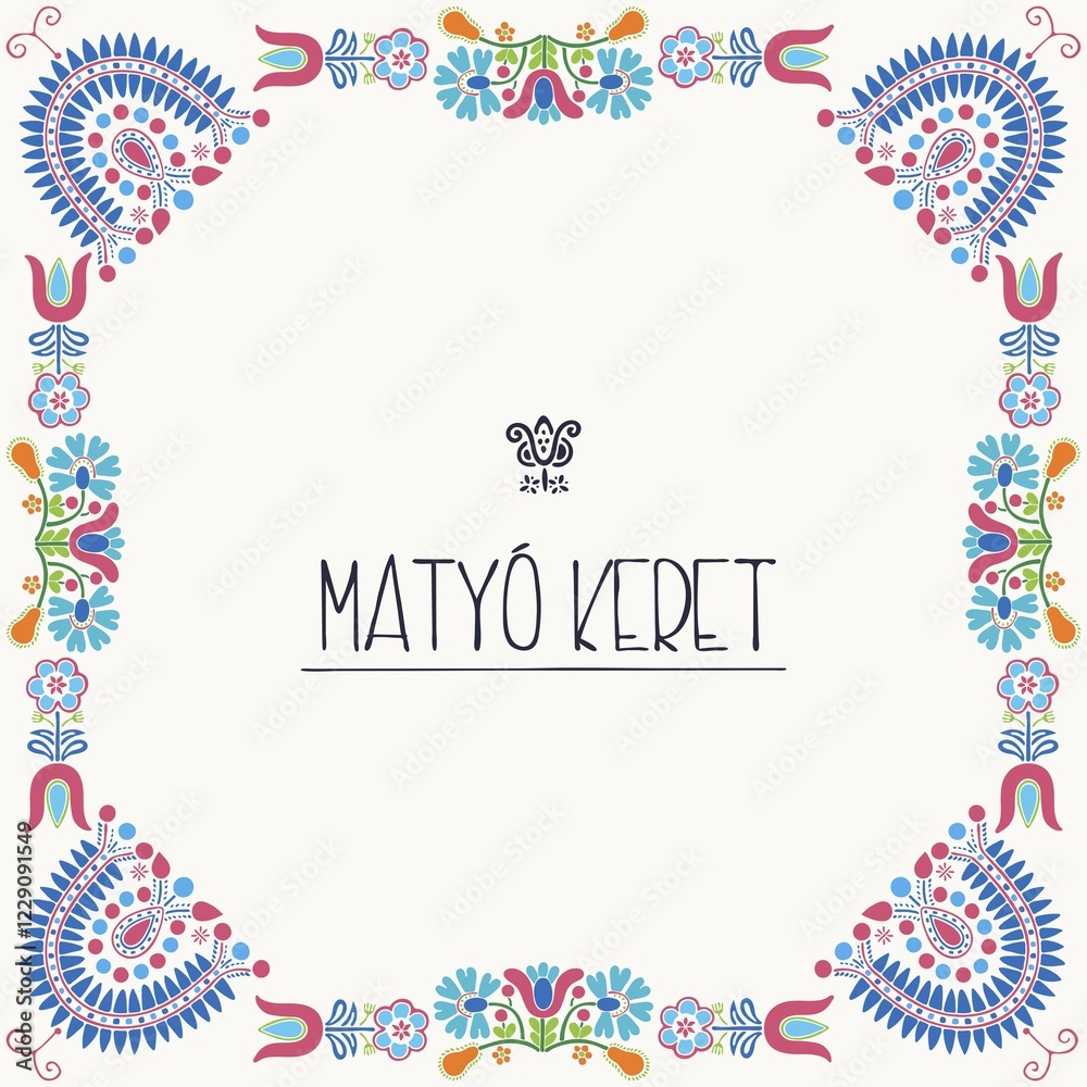 Obraz premium Vector frame with traditional Hungarian floral motives