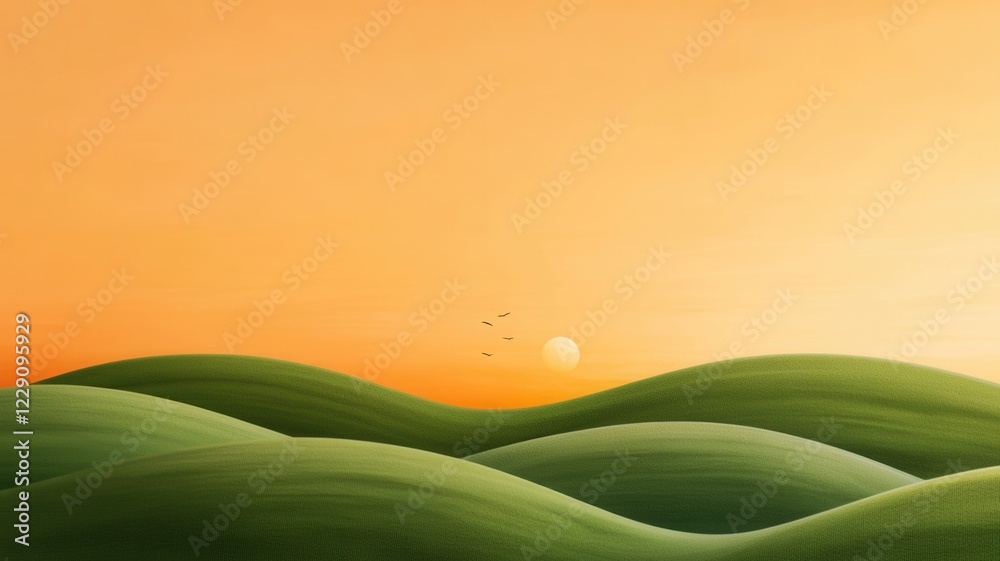 Obraz premium Breathtaking sunset over the horizon, painting the sky in vibrant hues of orange, pink, and purple.