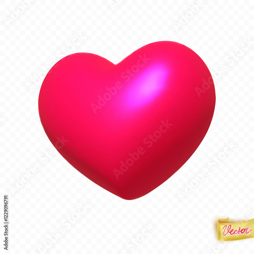 Red heart isolated on transparent background. Love symbol. Hig quality 3D vector holiday elements