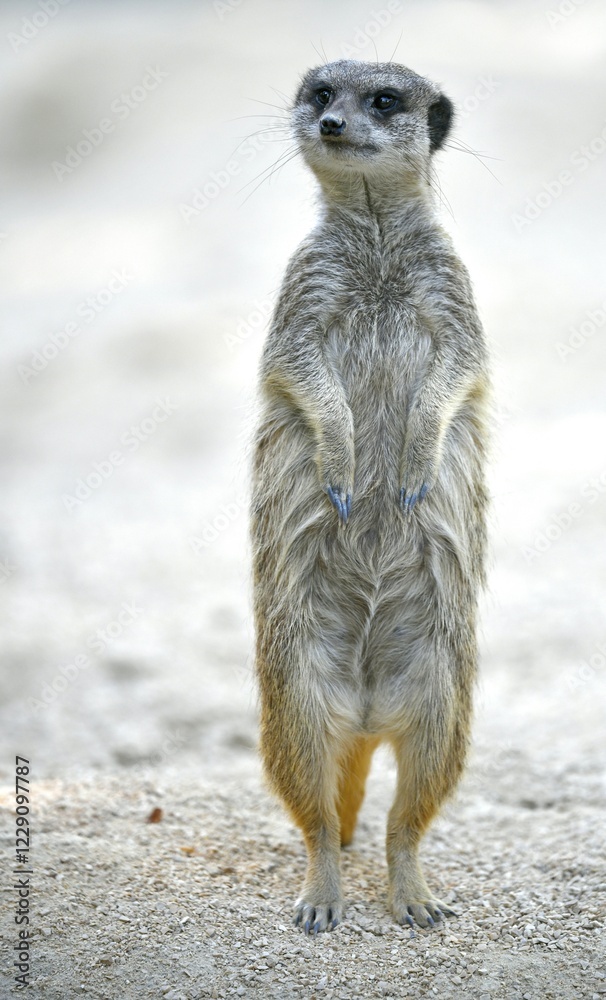 Fototapeta premium Meerkat (Suricata suricatta), captive, standing upright, Germany, Europe