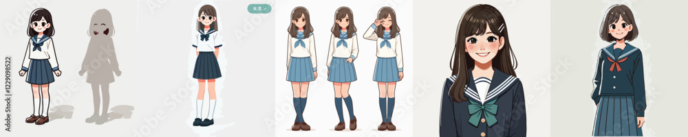vector of a woman wearing a japanese school uniform vector of a woman wearing a japanese school uniform