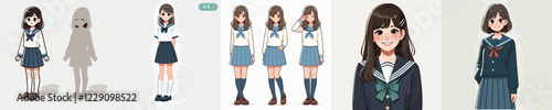 vector of a woman wearing a japanese school uniform