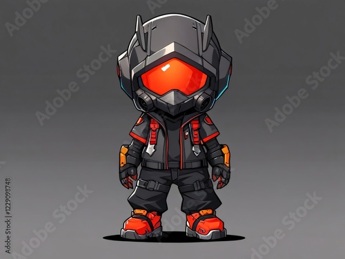 illustraction of techwear chibi robot mecha photo