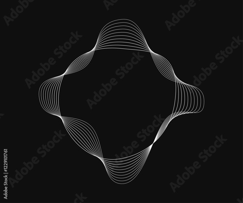 Round curved frame with dynamic wavy stripes