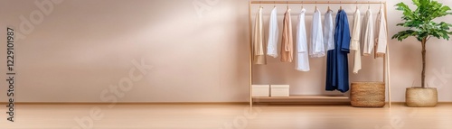 Wallpaper Mural A stylish wardrobe display with clothing and indoor plants. Torontodigital.ca