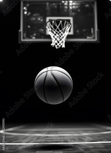 Basketball Game Shot Dramatic Black and White Image
