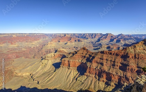 View from Mather Point, eroded rocky landscape, South Rim, Grand Canyon National Park, Arizona, USA, North America photo