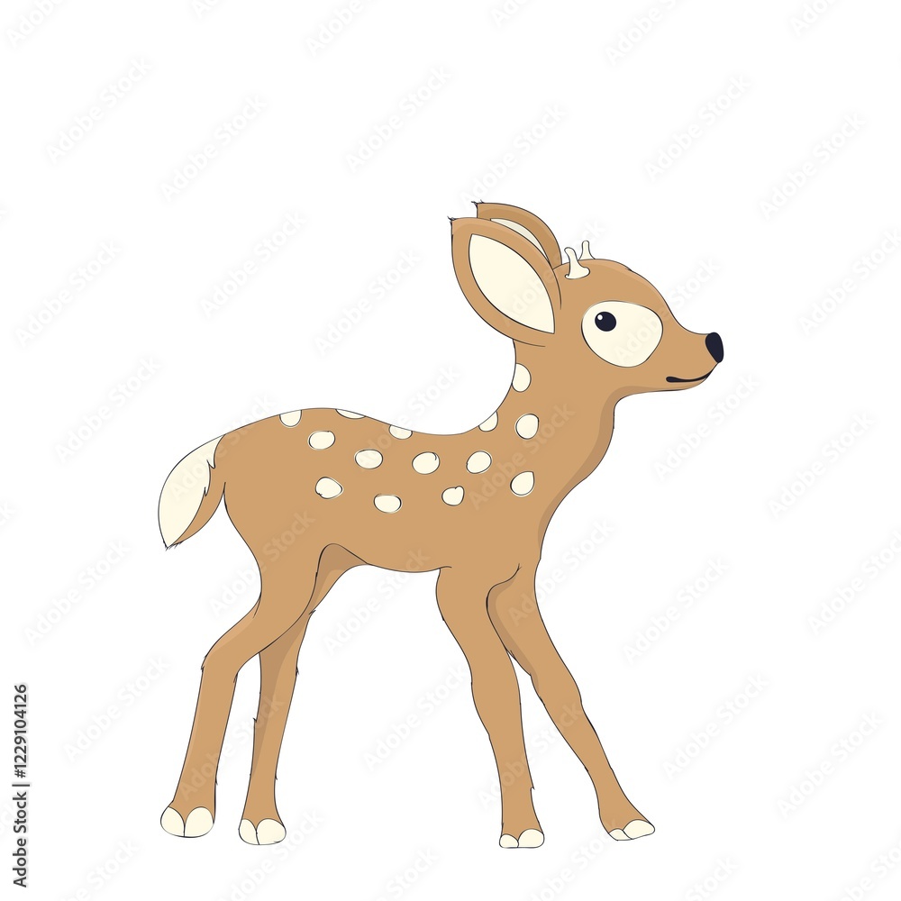 Fototapeta premium Cute little fawn vector character over white background