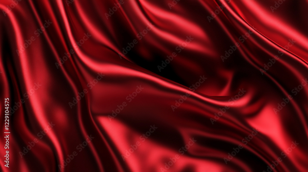 Obraz premium a luxurious background design featuring rich red satin fabric with elegant folds and a smooth, glossy texture