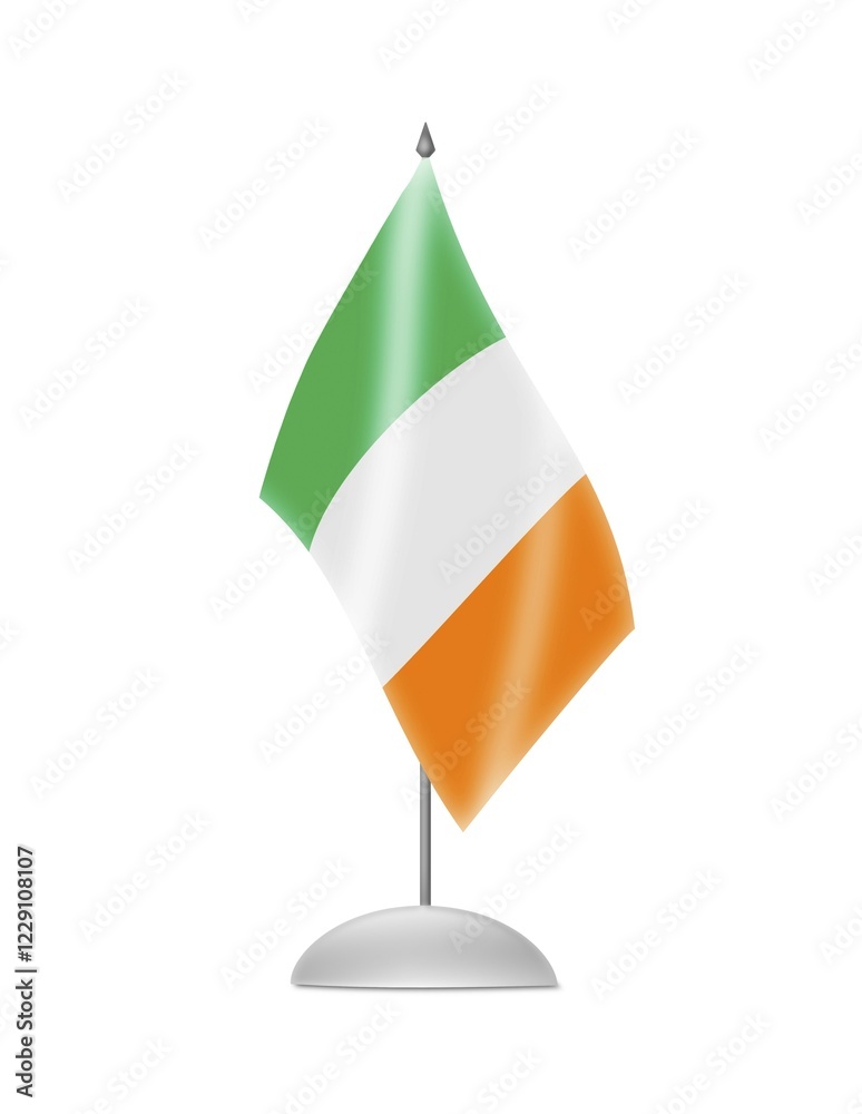 The irish flag. Table Flag. Isolated on white The irish flag. Table Flag. Isolated on white