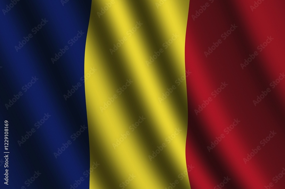 Fototapeta premium The Chad flag flying in the wind