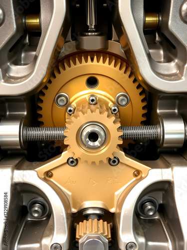 View of the shafts and gears of the manual transmission from the main gear side photo